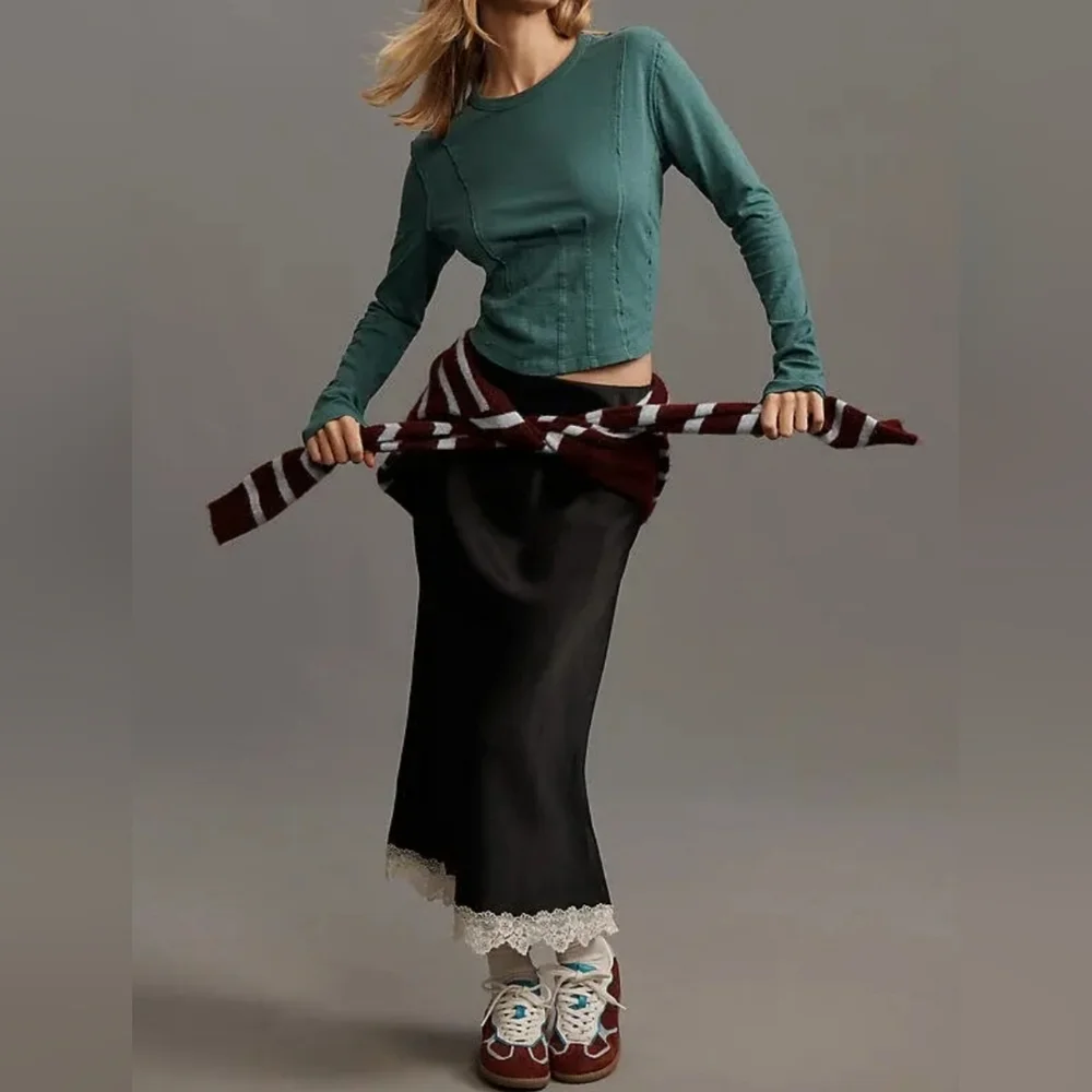 Pilcro Anthropologie Cotton Seamed Top, Turquoise, XXS/XS - Picture 2 of 10